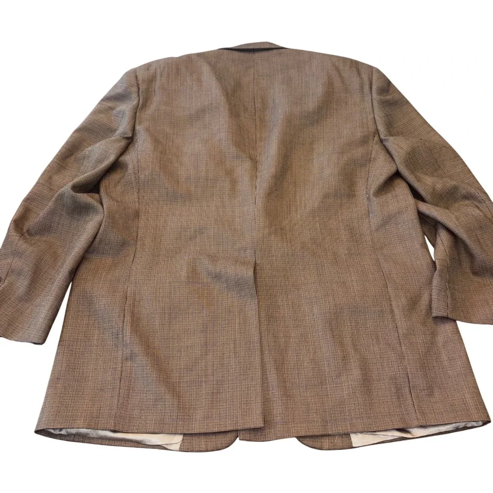 Tommy Hilfiger | Mens 46L | Pure Wool Brown‎ Houndstooth | Made in USA | Vintage